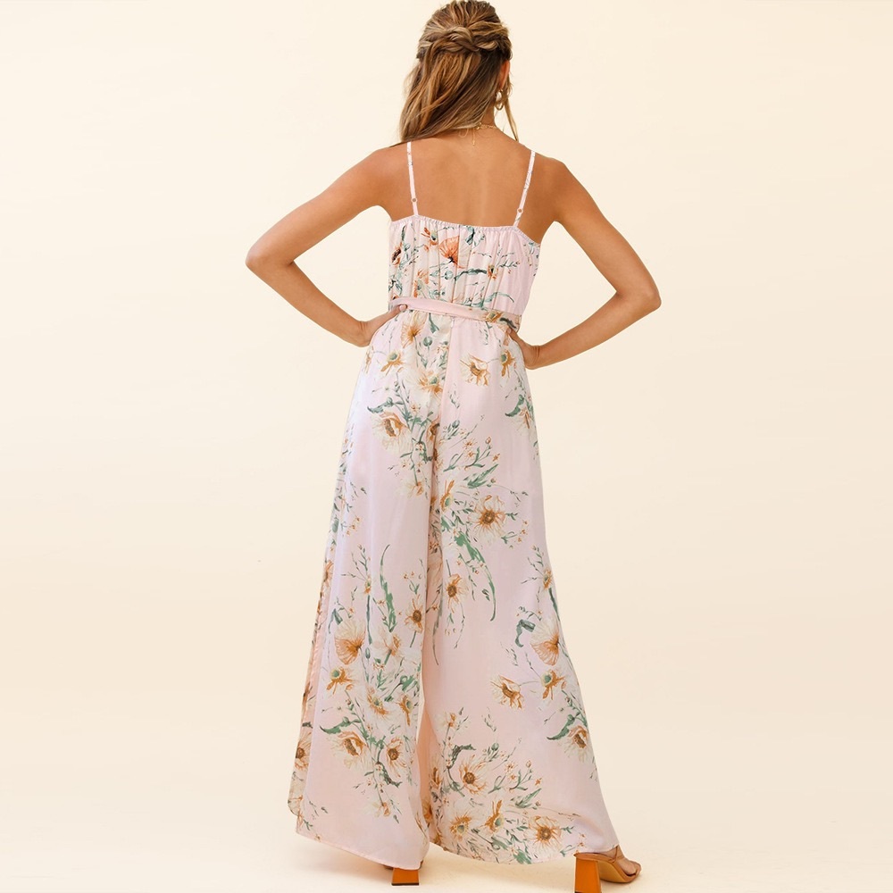 Floral Print Side Slit Jumpsuit Mint - Picture 5 of 5
